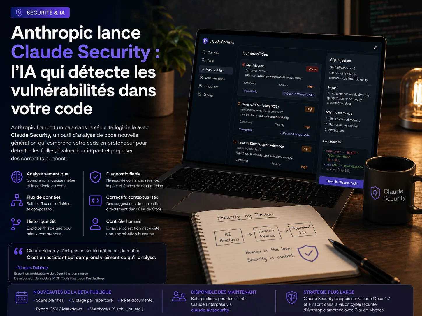 Anthropic lance Claude Security : l'IA qui détecte les vulnérabilités dans votre code