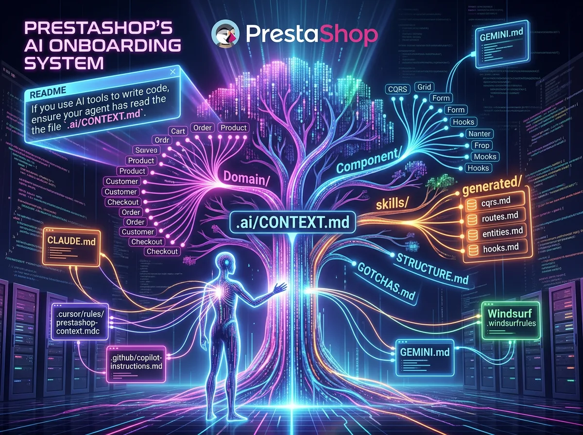 PrestaShop a intégré un système d'onboarding IA dans son repo